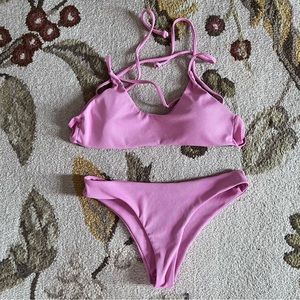 SHEIN pink ribbed bikini set 👙